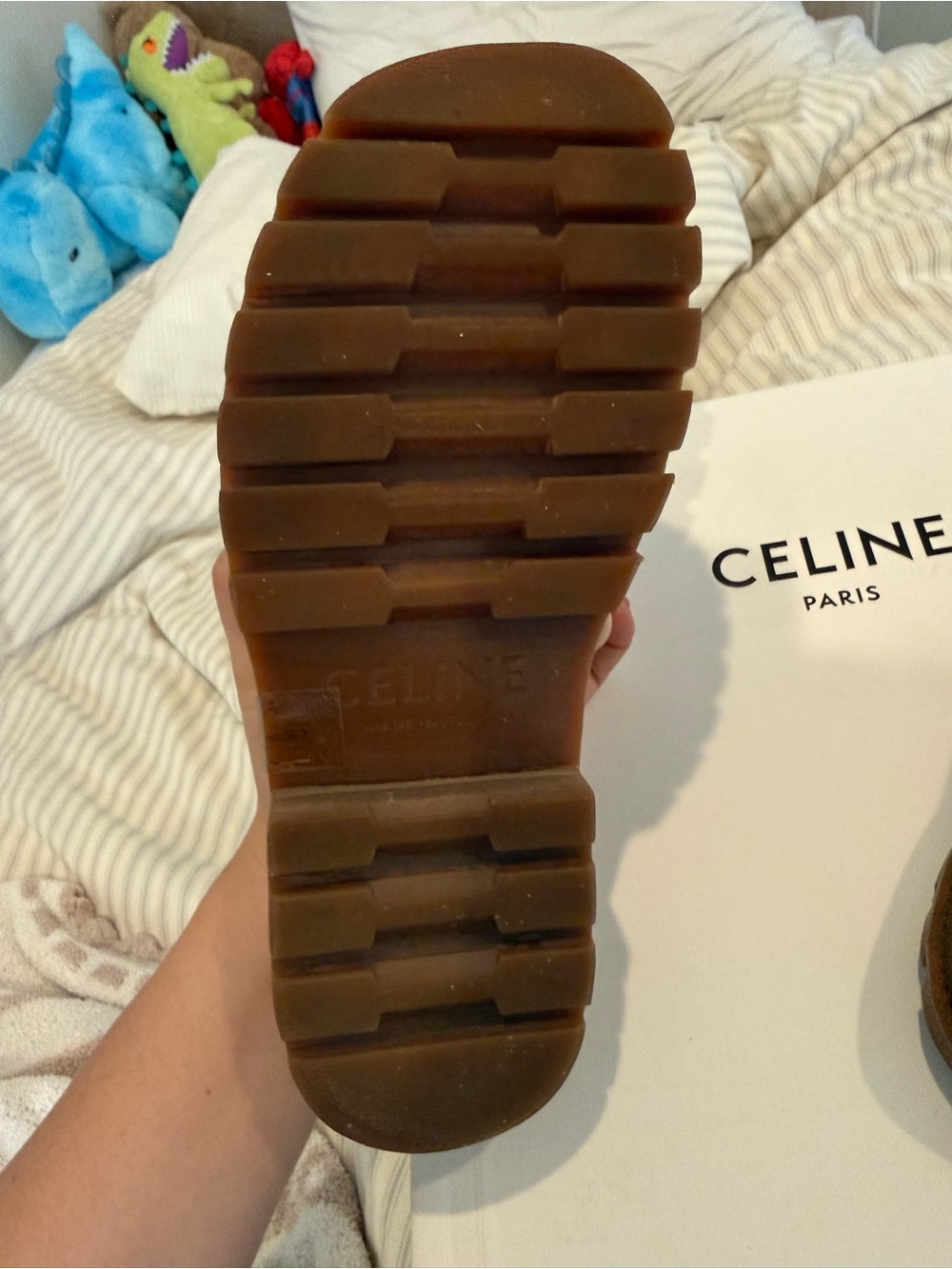 Celine woman Tan Brown Leather Slide Sandals size 38 excellent condition - Picture 2 of 2